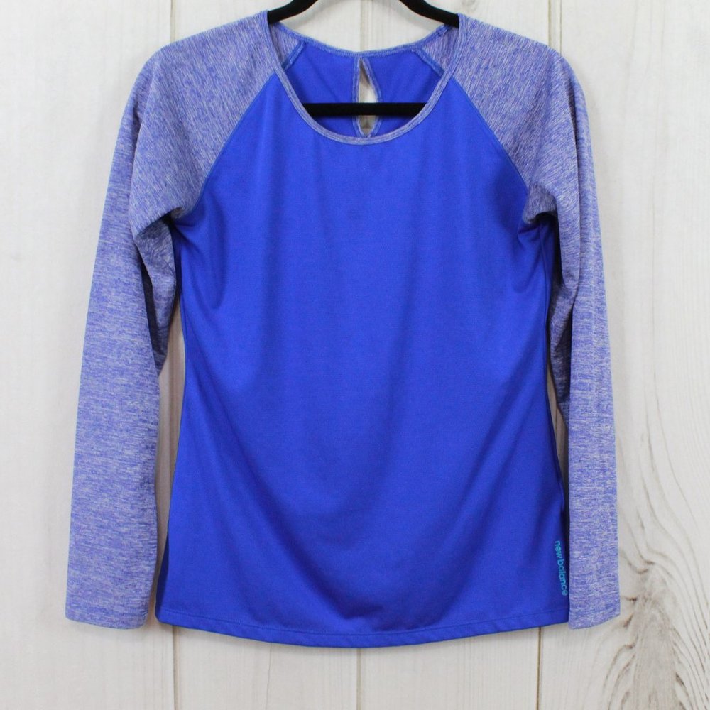 New Balance NBDry Blue Long Sleeve Crewneck Lightweight Activewear Shirt Size S - Picture 3 of 10